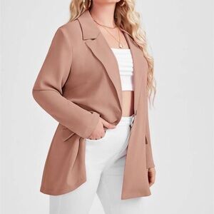 Tan Relaxed Fit Blazer with Notched Lapel